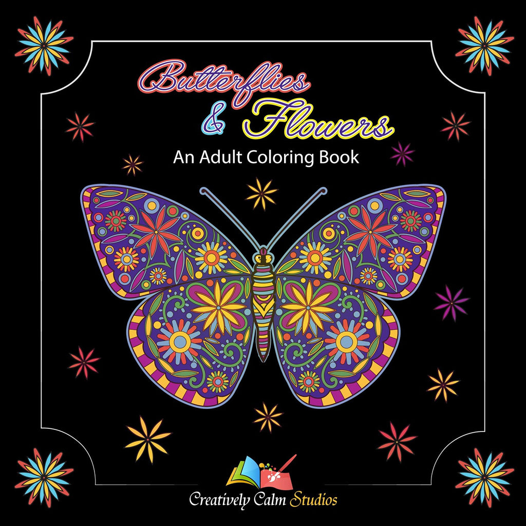 Butterflies and Flowers Mini Coloring Book: Small Travel Size Adult  Coloring Book