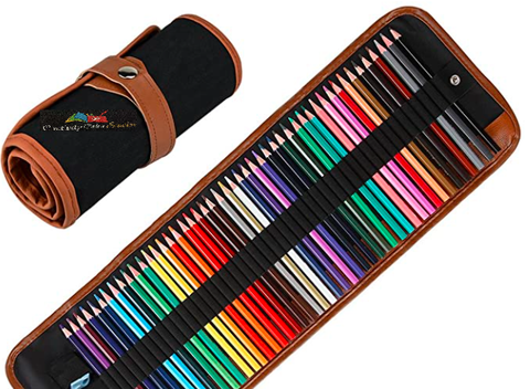 48 Colored Pencils in Handy Canvas Roll-Up Organizer/Travel Case