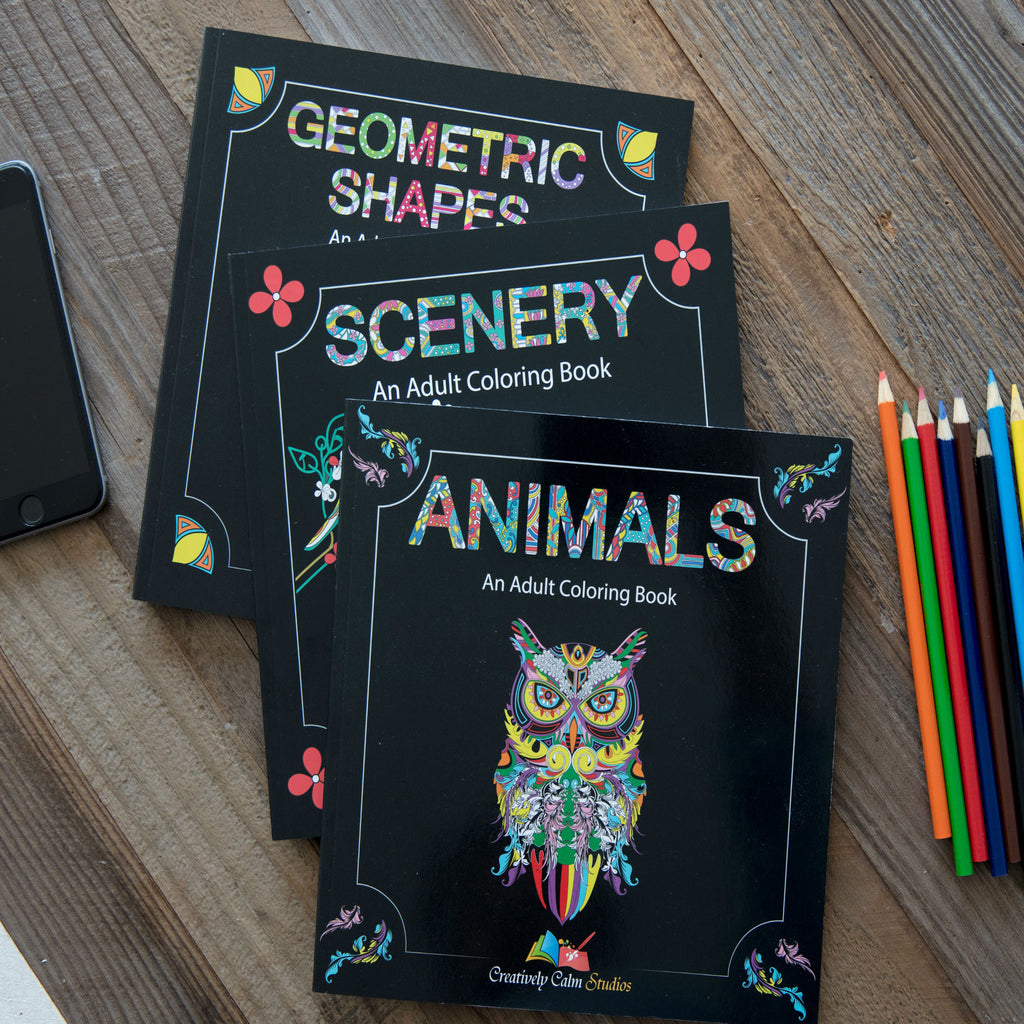 Adult Coloring Books - Animals, Geometric Shapes with Mandala Designs