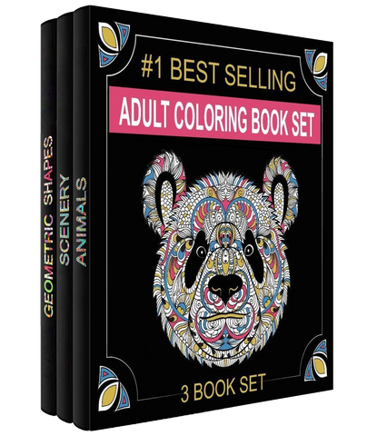 Adult Coloring Books - Animals, Geometric Shapes with Mandala Designs and Scenery